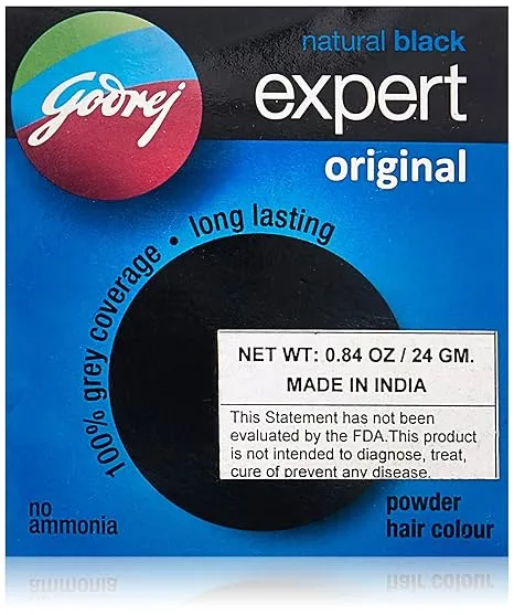 Godrej Ezee Expert Original Powder Hair Colour, 24g (Pack of 8) - Natural Black